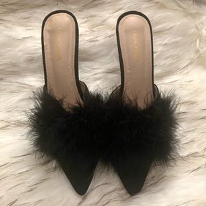 Faux fur heels